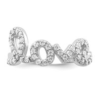 Sterling Silver Rhodium-plated CZ Love Toe Ring view 5