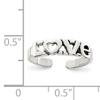 Sterling Silver Antiqued Love Toe Ring view 3
