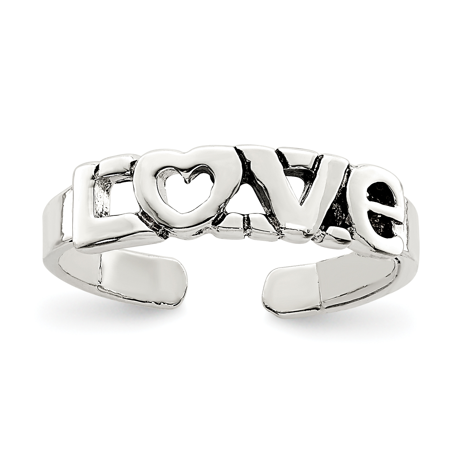 Sterling Silver Antiqued LOVE Toe Ring (QR6049)