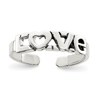 Sterling Silver Antiqued Love Toe Ring view 1