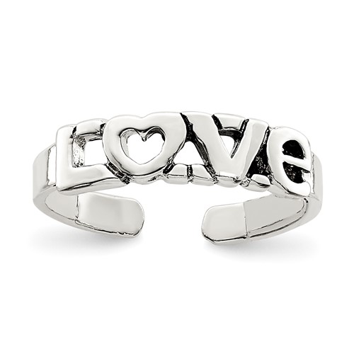 Sterling Silver Antiqued Love Toe Ring