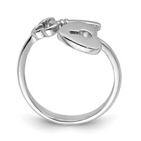 Sterling Silver Rhodium-plated Heart Lock & Key Toe Ring view 2