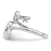 Sterling Silver Rhodium-plated Heart Lock & Key Toe Ring view 3