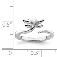 Sterling Silver Rhodium-plated Dragonfly Toe Ring view 4