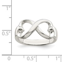 Sterling Silver Polished Heart Infinity Ring view 3