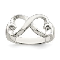 Sterling Silver Polished Heart Infinity Ring view 1