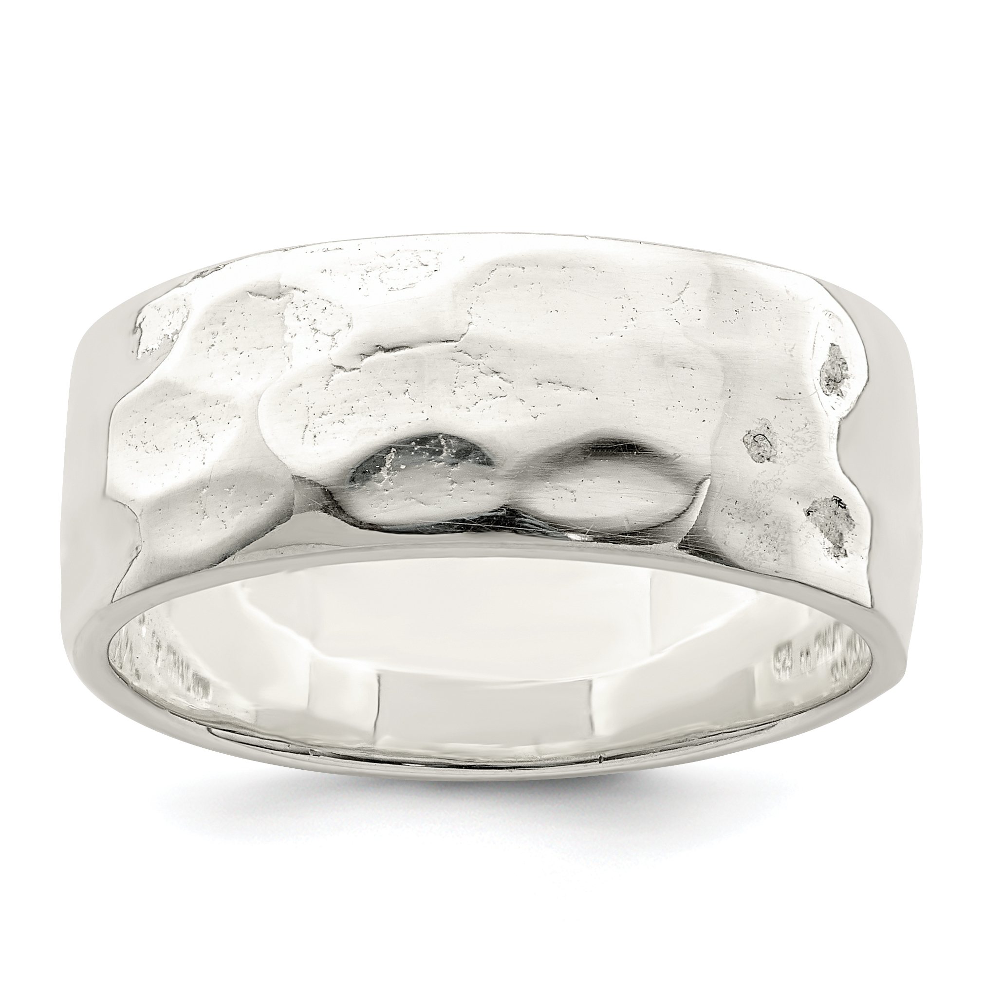 Sterling Silver Hammered Polished Ring (QR6059-6)