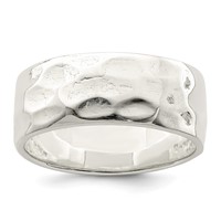 Sterling Silver Hammered Polished Ring view 1