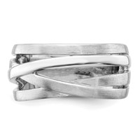 Sterling Silver Rhodium-plated Brushed Ring view 5
