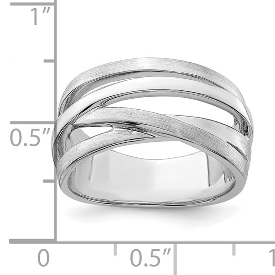 Sterling Silver Rhodium-plated Brushed Ring