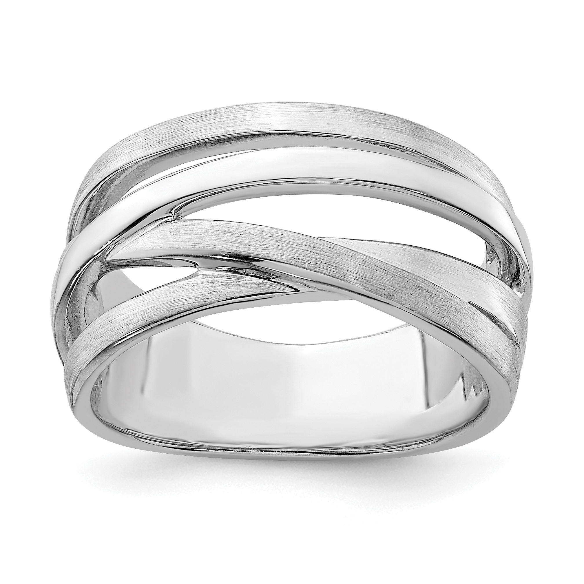 Sterling Silver Rhodium-plated Brushed Ring (QR6063-6)