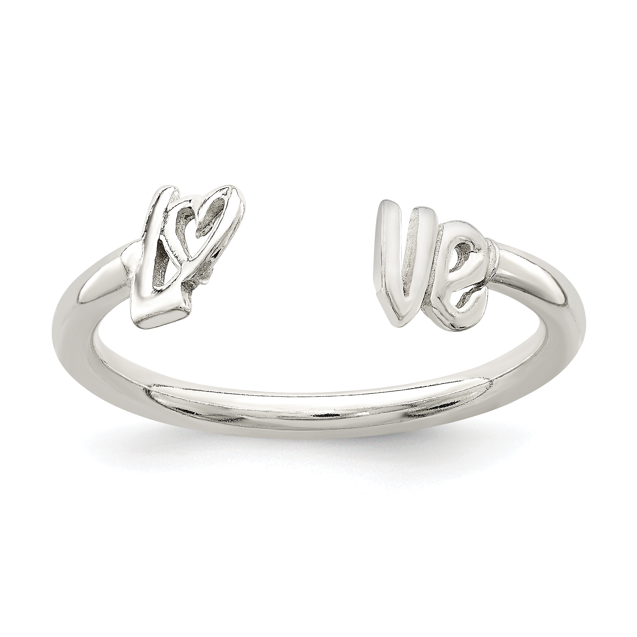 Sterling Silver Polished 'Love' Adjustable Ring (QR6068)