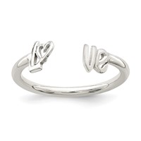 Sterling Silver Polished 'Love' Adjustable Ring view 1