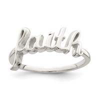 Sterling Silver Polished 'Faith' Ring view 1