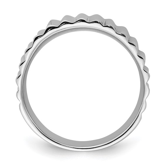 Sterling Silver Rhodium-plated Polished Ridged Ring