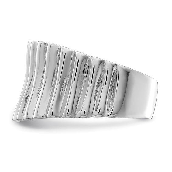Sterling Silver Rhodium-plated Polished Ridged Ring