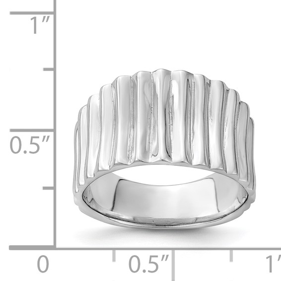 Sterling Silver Rhodium-plated Polished Ridged Ring