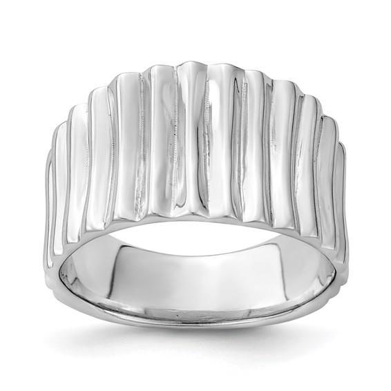 Sterling Silver Rhodium-plated Polished Ridged Ring