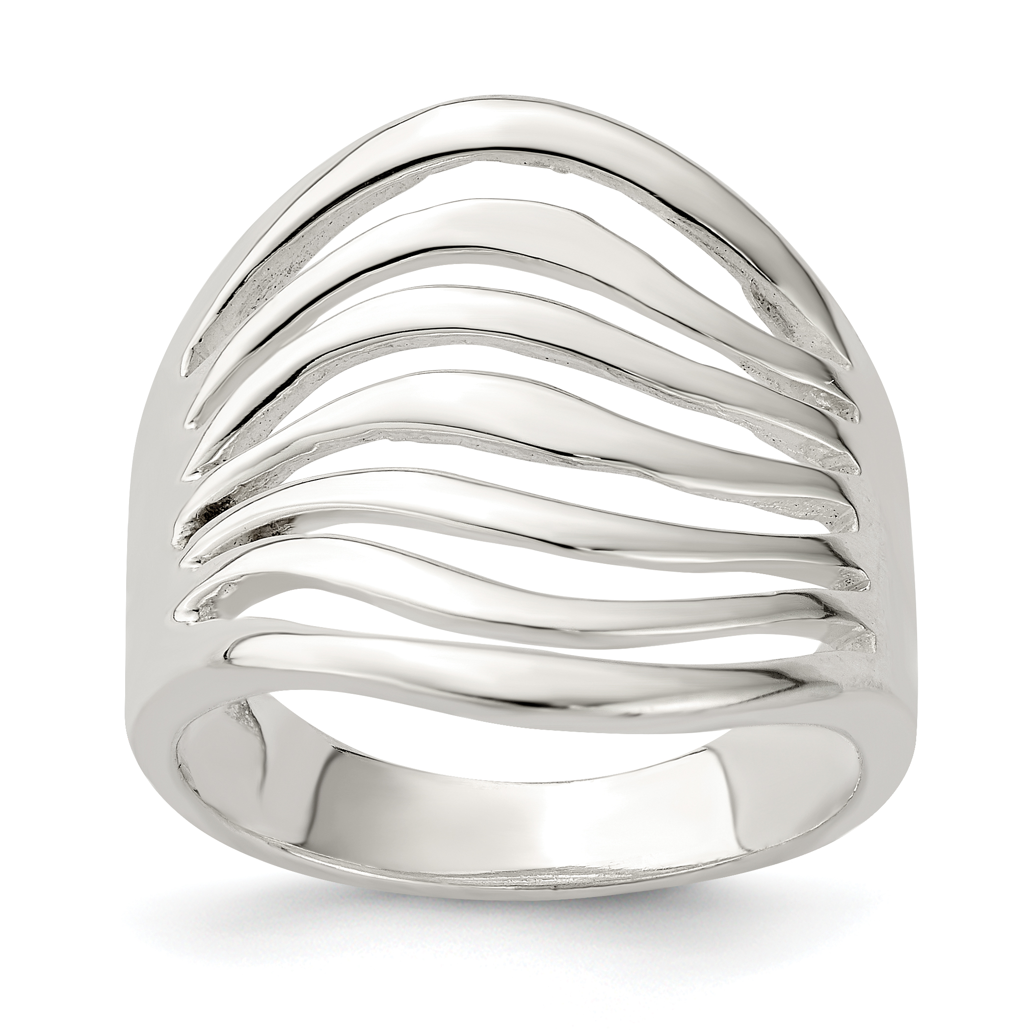 Sterling Silver Polished Wave Ring (QR6074-6)