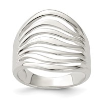 Sterling Silver Polished Wave Ring view 1