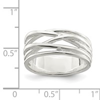 Sterling Silver Polished 5 Band Intersecting Ring view 4