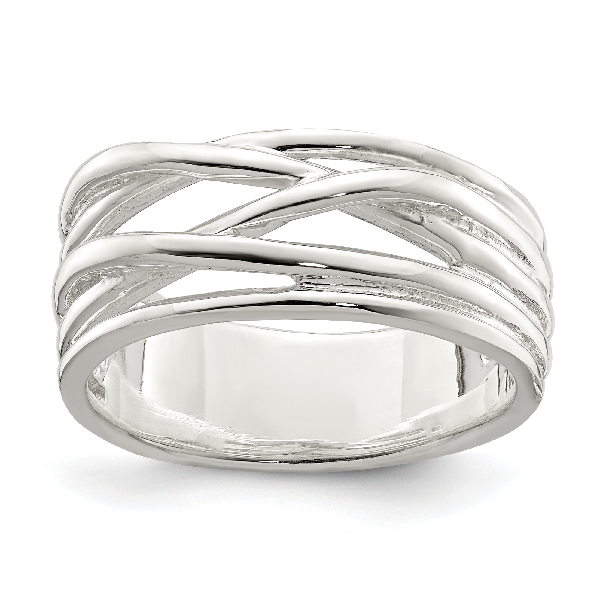 Sterling Silver Polished 5 Band Intersecting Ring (QR6079-6)