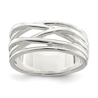 Sterling Silver Polished 5 Band Intersecting Ring view 1