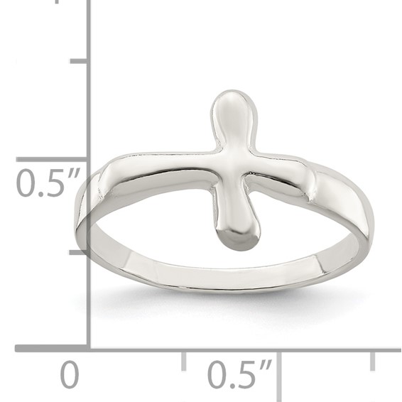 Sterling Silver Horizontal Tiny Freeform Cross Ring