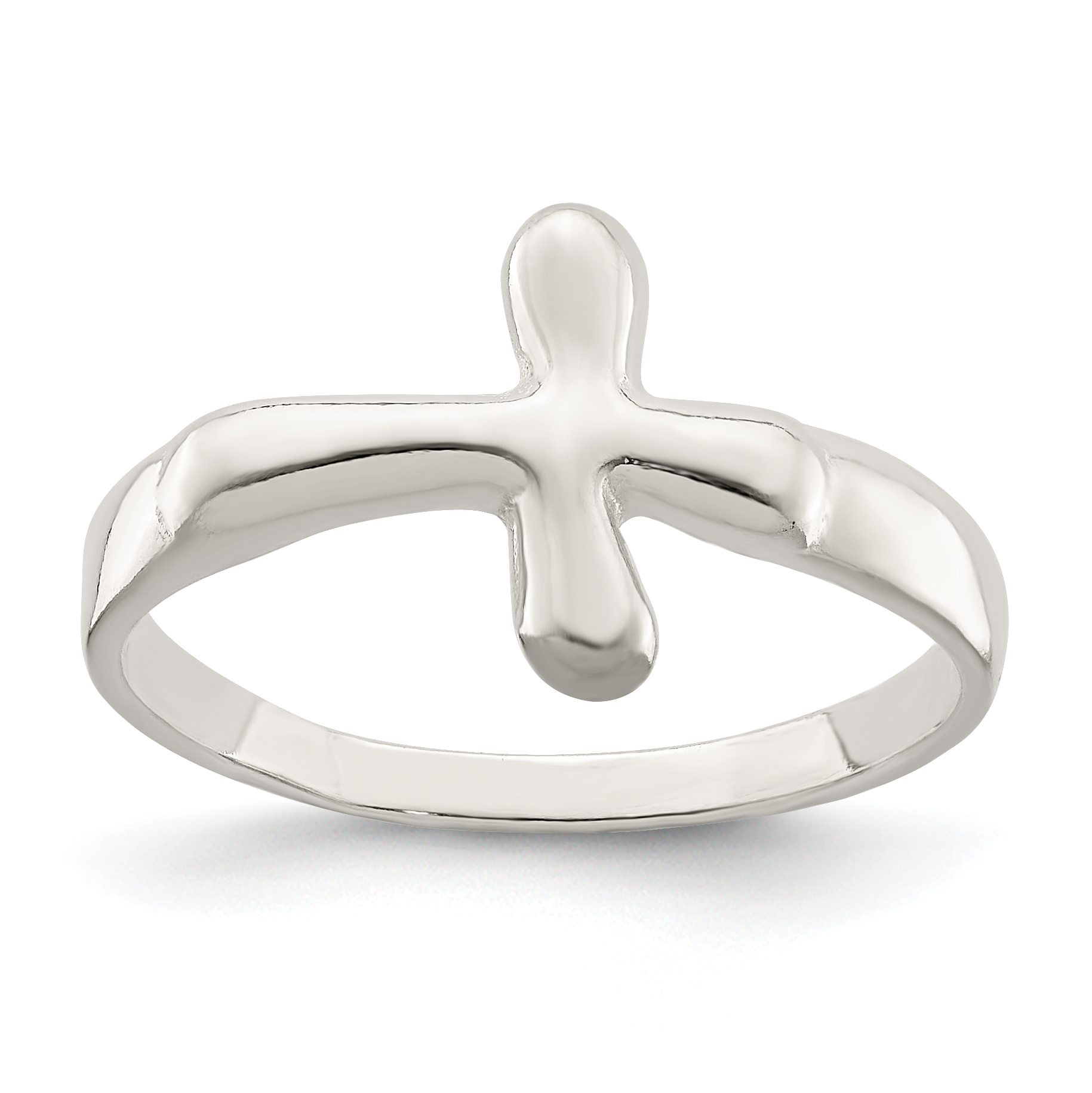 Sterling Silver Horizontal Tiny Freeform Cross Ring (QR608-7)