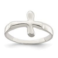 Sterling Silver Horizontal Tiny Freeform Cross Ring view 1
