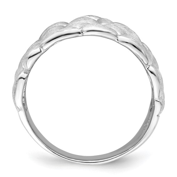Sterling Silver Rhodium-plated Polished & Satin Textured Nugget Ring
