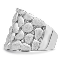 Sterling Silver Rhodium-plated Polished & Satin Textured Nugget Ring view 3