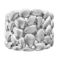 Sterling Silver Rhodium-plated Polished & Satin Textured Nugget Ring view 5