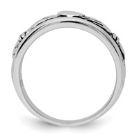 Sterling Silver Rhodium-plated Antiqued Claddagh Ring view 2