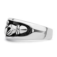 Sterling Silver Rhodium-plated Antiqued Claddagh Ring view 3