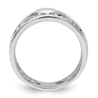 Sterling Silver Rhodium-plated and Antiqued Claddagh Ring view 2