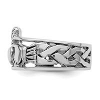 Sterling Silver Rhodium-plated and Antiqued Claddagh Ring view 3