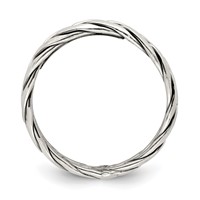 Sterling Silver Polished Antiqued Weaved 3.25mm Women's Ring view 2