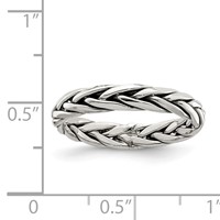 Sterling Silver Polished Antiqued Weaved 3.25mm Women's Ring view 3