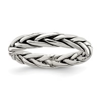 Sterling Silver Polished Antiqued Weaved 3.25mm Women's Ring view 1