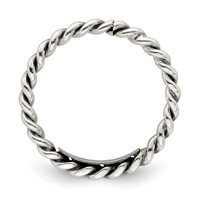 Sterling Silver Antiqued Twisted 1.75mm Women's Ring view 2