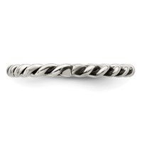 Sterling Silver Antiqued Twisted 1.75mm Women's Ring view 4
