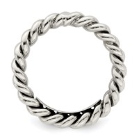 Sterling Silver Antiqued Twisted 3mm Women's Ring view 2