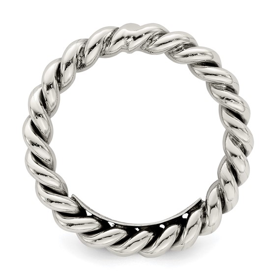 Sterling Silver Antiqued Twisted 3mm Women's Ring
