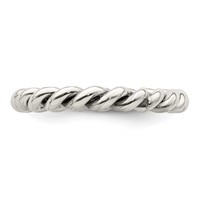 Sterling Silver Antiqued Twisted 3mm Women's Ring view 4