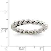 Sterling Silver Antiqued Twisted 3mm Women's Ring view 3