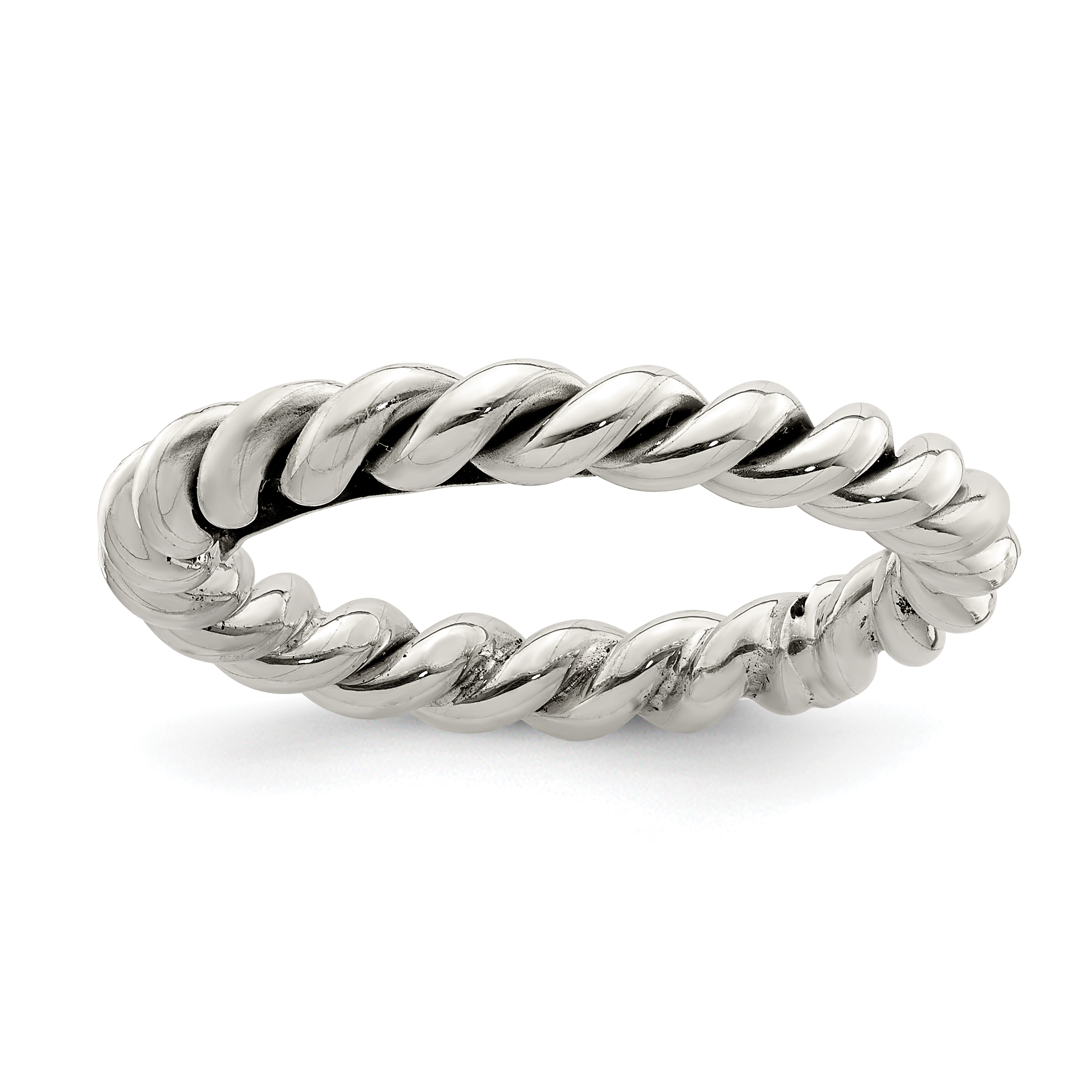 Sterling Silver Antiqued Twisted 3mm Women's Ring (QR6099-6)