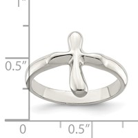 Sterling Silver Vertical Tiny Freeform Cross Ring view 4