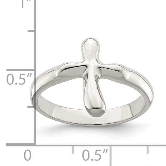 Sterling Silver Vertical Tiny Freeform Cross Ring