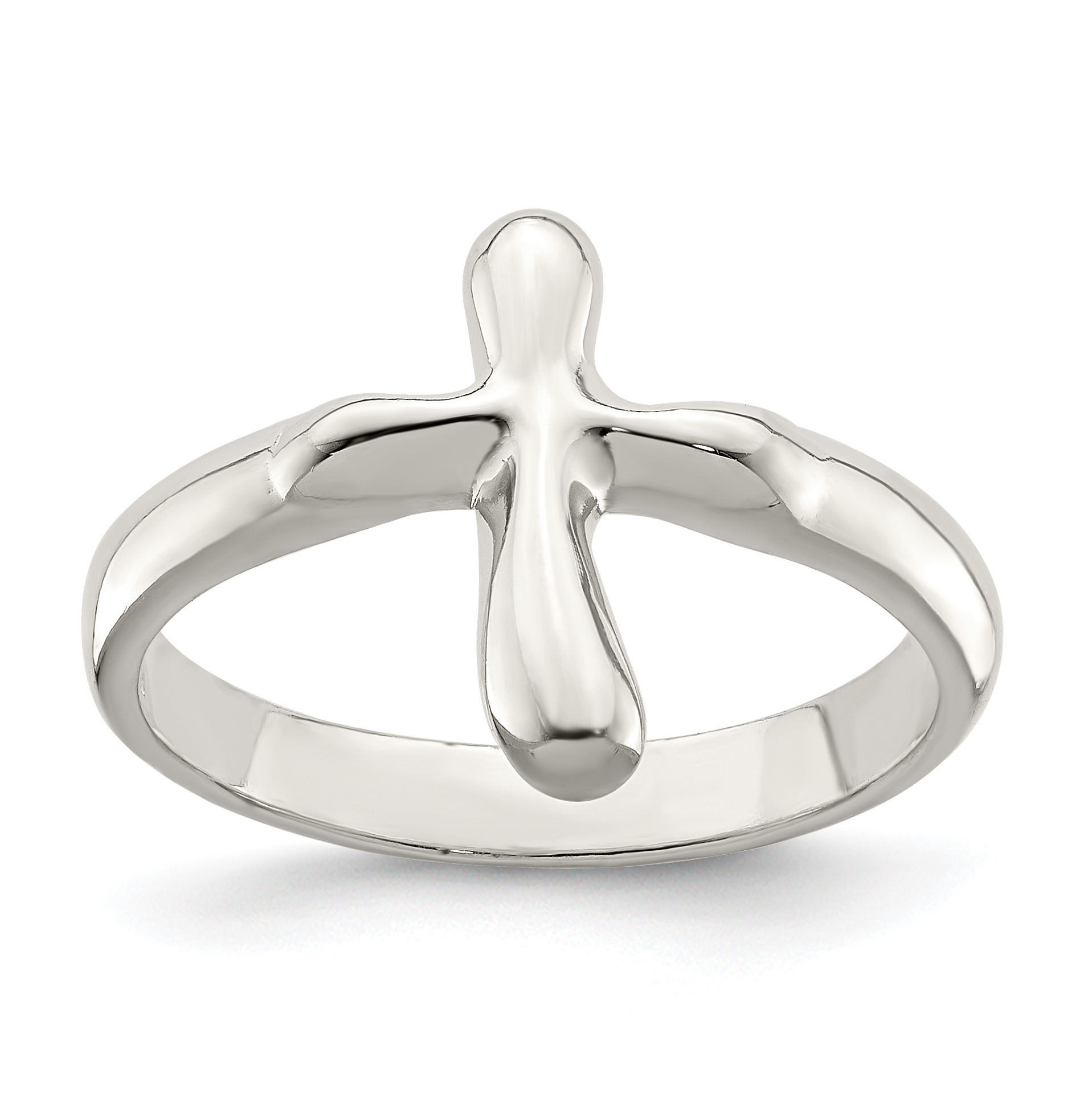Sterling Silver Vertical Tiny Freeform Cross Ring (QR610-6)